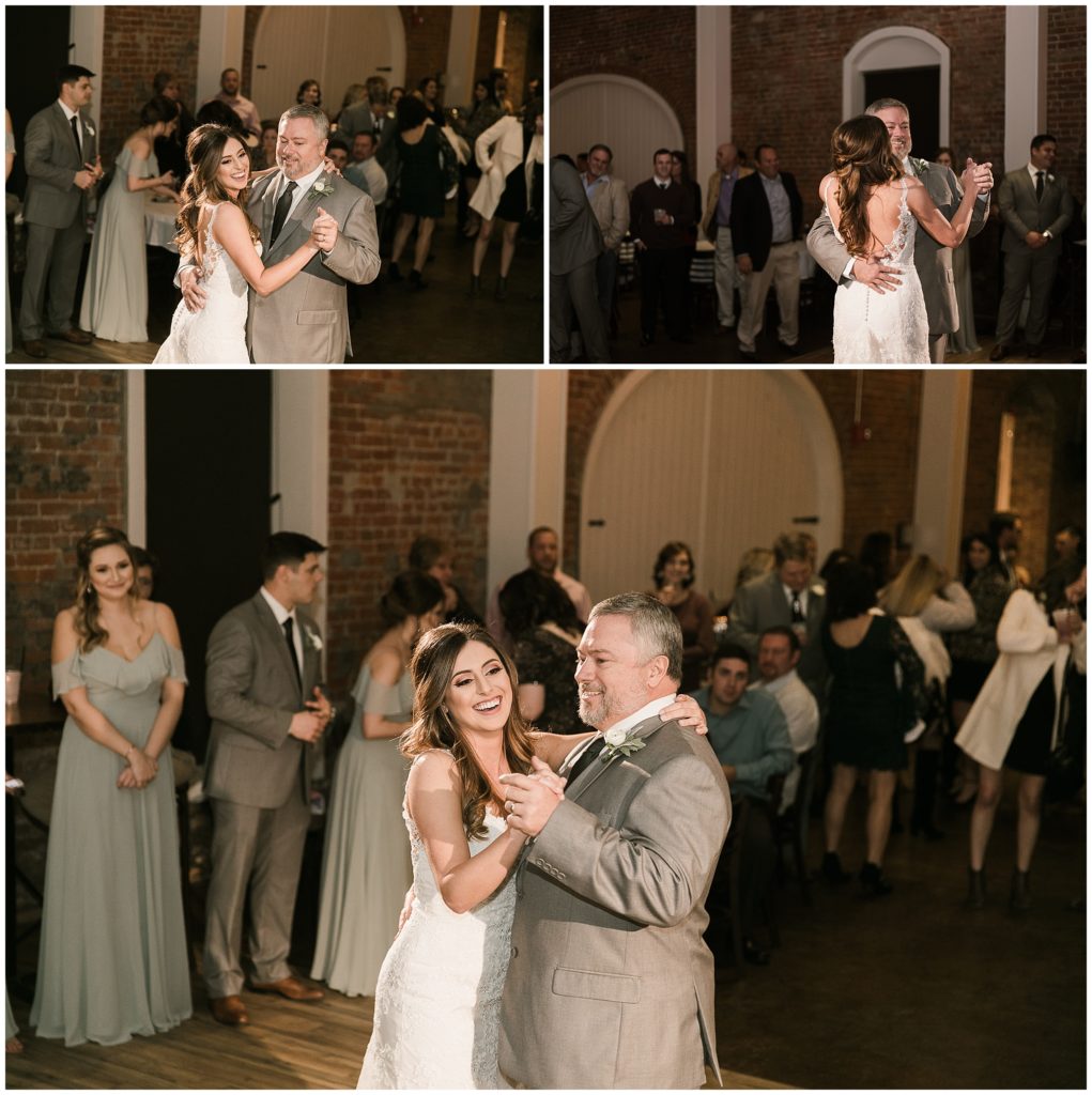 bride dances with her father at the wedding reception