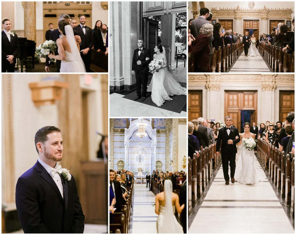 bride walks down the aisle at st anthony of padua in new orleans