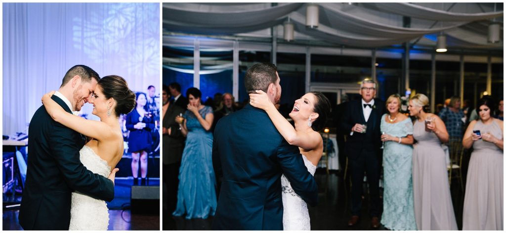 bride and groom share first dance in the arbor room at new orleans city park