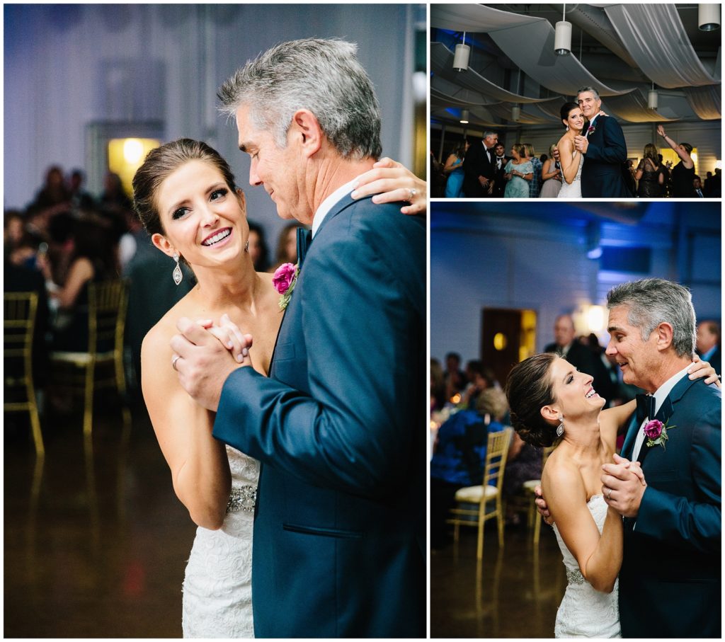 bride and her dad share father daughter dance in the arbor room at new orleans city park