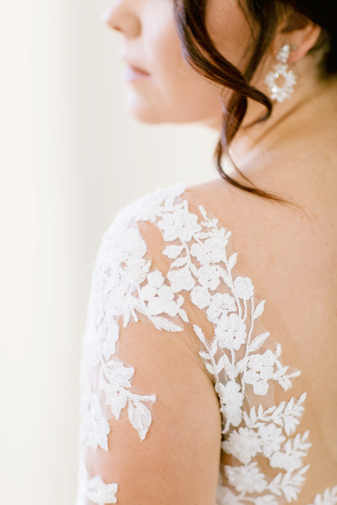 lace shoulder bridal gown detail