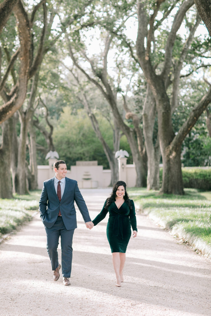 fall engagement session at Longue Vue house in New Orleans