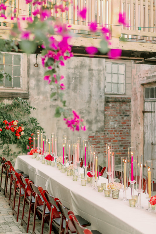Colorful Candle Reception Design from Race and Religious Wedding New Orleans